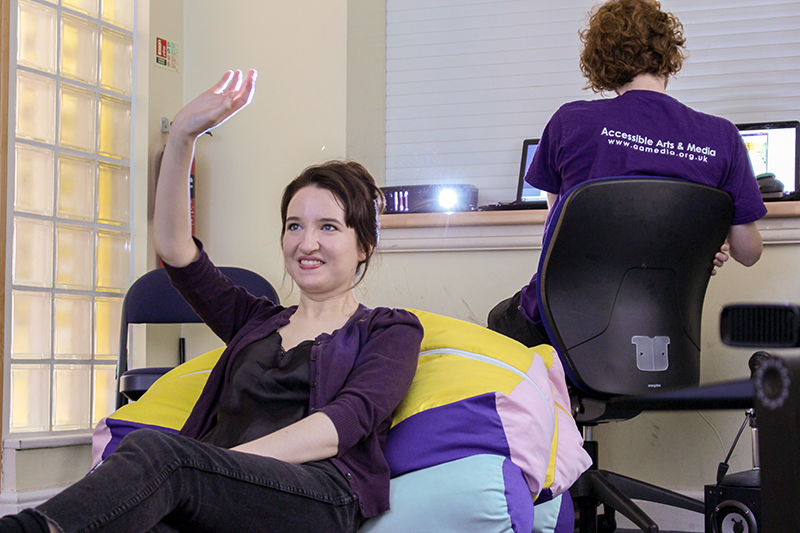 Participant taking part in a mental wellbeing iMUSE session